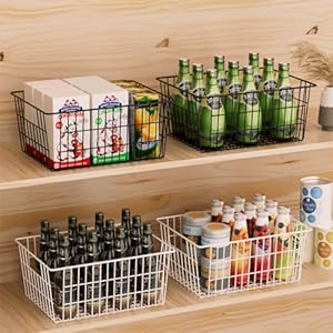 Sanno large freezer baskets metal storage organizer bin basket wire storage basket for kitchen pantry bathroom large metal farmhouse food fruit produce organizer binsblack8  urban country home decor