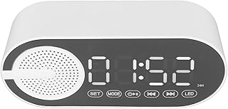 Digital Alarm Clock, Rechargeable Bluetooth 5.0 Speaker FM Radio Mirror Clock Alarm Clock for Bedroom, Bluetooth Speaker Alarm Clock with Dual Alarms for Heavy Sleepers, Adults