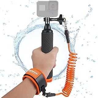 Action Camera Non-Slip Handler Floating Hand Grip Holder Mount w/Steel-cored Safety Strap for GoPro Insta360 Akaso Underwater Camcorder Scuba Diving Snorkeling Surfing Rafting Kayaking Selfie Stick