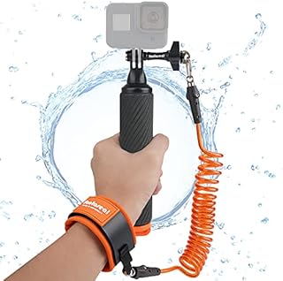 Action Camera Non-Slip Handler Floating Hand Grip Holder Mount + Steel-cored Safety Wrist Strap for GoPro Sony Insta360 Olympus Akaso Underwater Camcorder Diving Surfing Snorkeling Rafting Kayak Scuba