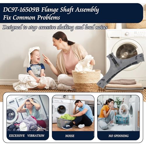DC97-16509B washer flange shaft assembly Compatible with Samsung washing machine &Hex Spider Bolts DC60-40137A (6 pcs) & O-Ring 6044-001152 Fixes Vibration,Noise,No Spin,Smoke by XWGeJJL - Used condition - Image 5