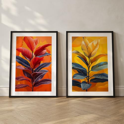 Image of COLOSSAL ART HOUSE Wall Art Set of 2 - 10x13 inch Framed Paintings for Living Room, Bedroom & Home Decor - Modern Wall Decoration for Interior Spaces, Aesthetic & Stylish Design Brown