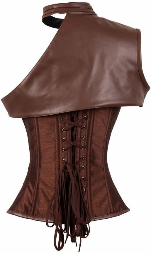 Moonight Steampunk Corset for Women Overbust Leather Gothic Steel Boned Pirate Corset Outfit - Image 3