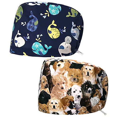 niaahinn Working Hats Doctor Nurse Caps with Button Tie Back Hats with Sweatband Multi-purpose Adjustable Hospital for Women Men (83029-83030)