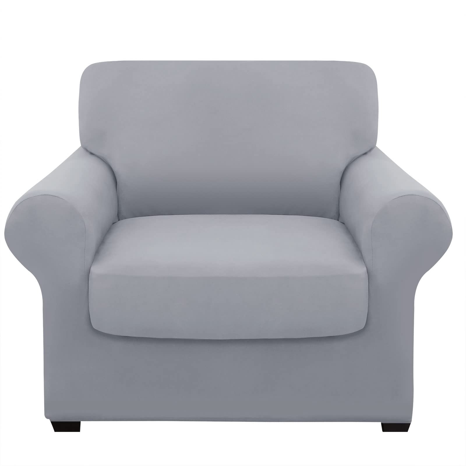 hyha Chair Covers, Stretch Couch Covers, 2 Pieces Chair Slipcovers for A Separate Cushion Couch Sofa, Washable Furniture Protector for Living Room (Armchair, Light Gray)