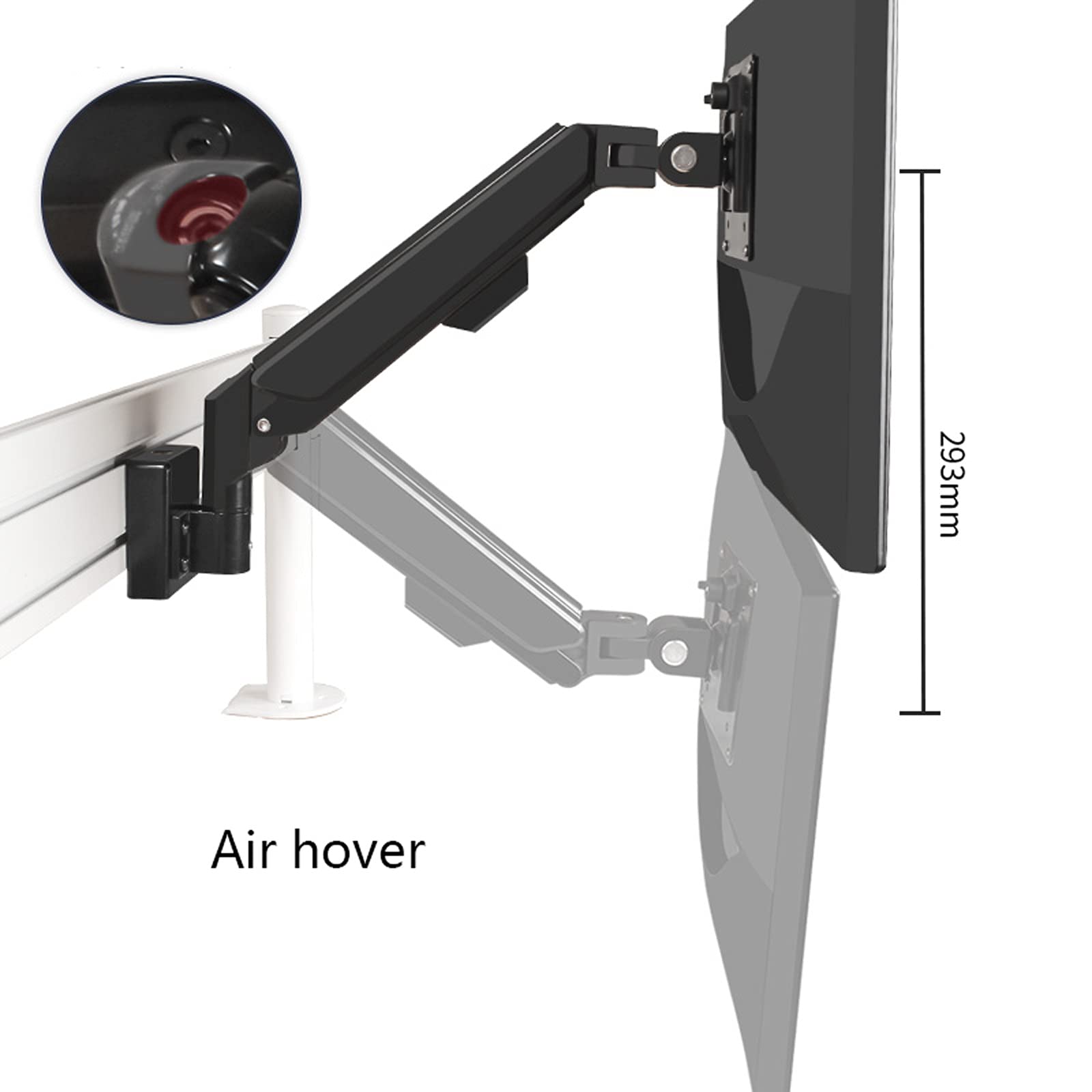 Supporto per Braccio Monitor Supporto per Monitor per impieghi gravosi Supporto per Monitor Singolo a Parete Braccio per Monitor con Molla a Gas Regolabile in Altezza da 10"-32", può