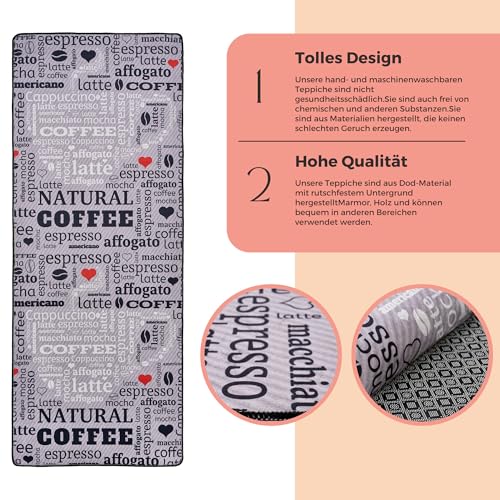 Tapis de cuisine antidérapant en gel gris motif macchiato lavable 60x200 cm - 7
