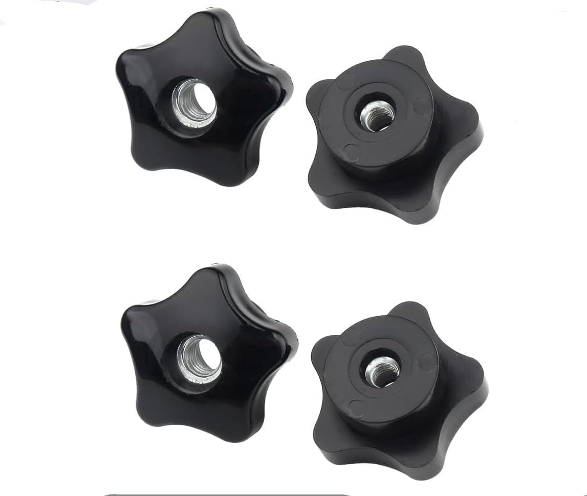 BWESOO 4Pcs Black Star T-Track Knobs, 3/8 Inch 16 Through-Hole, For Sawing, Drilling & Lathe Machines, Cabinet Hardware