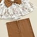 DNOMAID YZARC Newborn Baby Girl Western Outfit Letters Ruffle Long Sleeve Romper Skirt Headband Stockings Set Fall Clothes (Brown Cow, 6-12 Months)