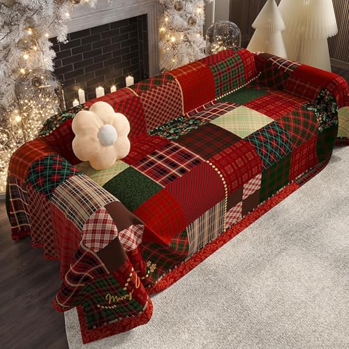 Housse de canapé de Noël imitation lin pour rénover un canapé usé