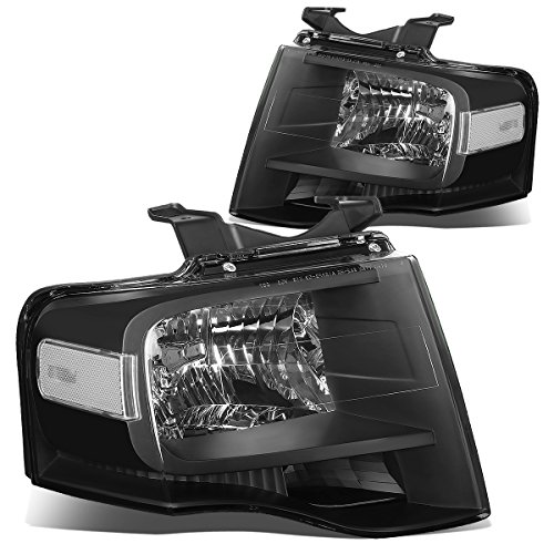 DNA Motoring HL-OH-FEXP07-BK-CL1 Black Housing Clear Lens Headlights Compatible with 2007-2014 Expedition, Driver & Passenger Side