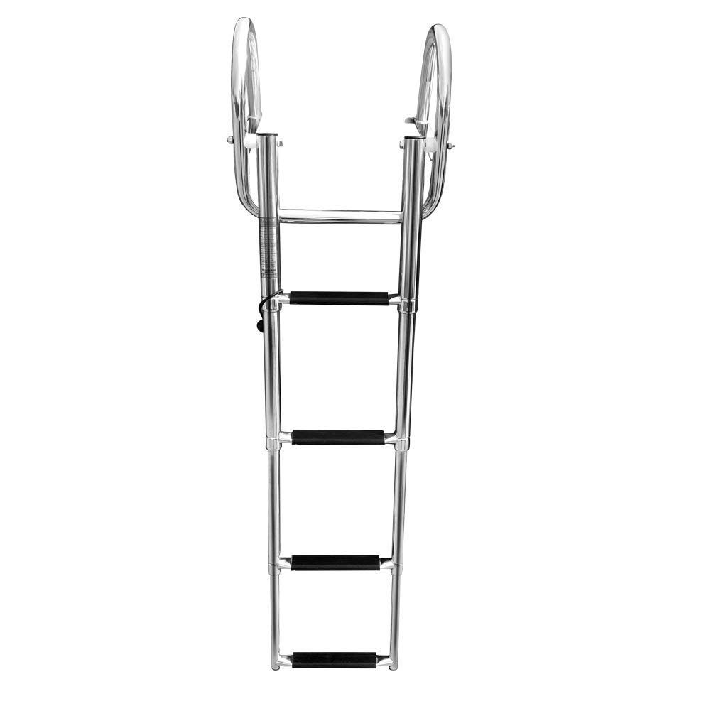 Marinebaby 4 Steps Pontoon Boat Ladder, Stainless Steel Folding