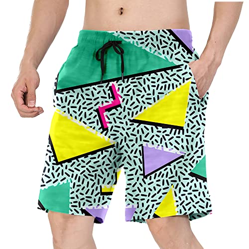 Retro 80S Or 90S Beach Shorts For Men, Quick Dry With Mesh Lining And Pockets (Retro 80S Or 90S, X-Large) #TOP2
