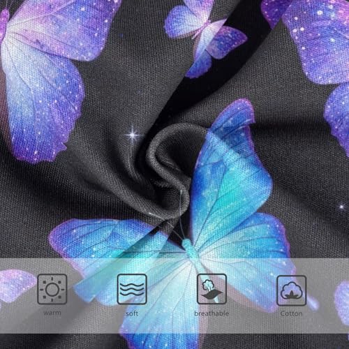 Vibrant Blue Purple Butterflies Black Little Girl Panties Girls Underwear Toddlers Cotton Print Undies Kids Briefs 2t3