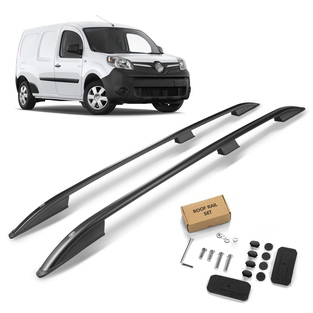 CHROMEMASTER Barras Portaequipajes, Rieles de Techo Compatible con Renault Kangoo L1 Standard Corto 2008-2022; Se Utilizan para el Montaje de Portaequipajes de Techo, Cajas de Techo o Portabicicletas