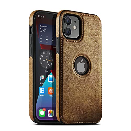 Coque iPhone en cuir PU marron antichoc et fine pour modèles SE à 13
