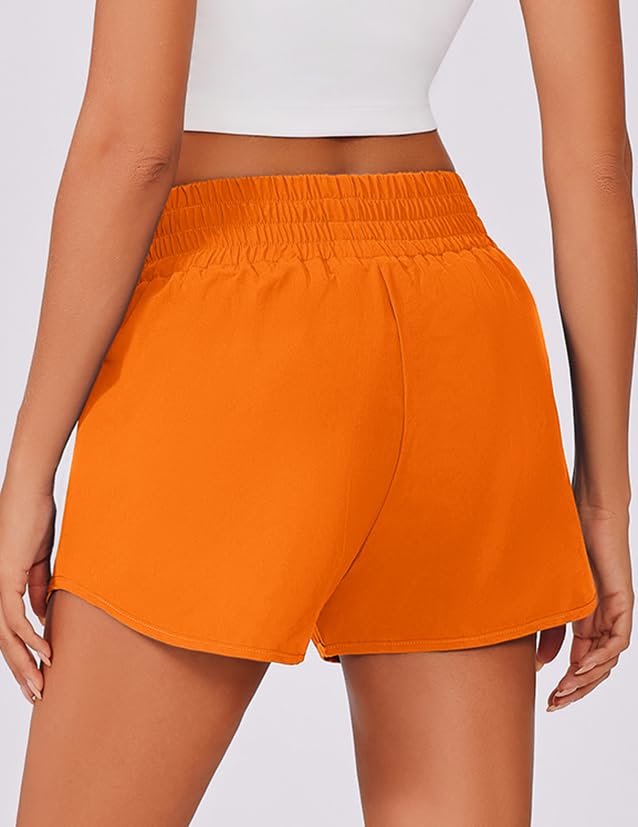 PINSPARK High Waisted Running Shorts for Women 2.5" Mesh Liner Quick Dry Sport Athletic Workout Shorts with Zip Pockets2