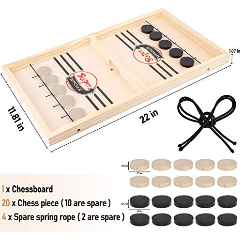 Fast Sling Puck Game Large, Fancymay Wooden Hockey Game, 22x11.8 Inch, Foosball Winner Board Game, Parent-Child Interactive Toy Board Table Game for Family Game Night Fun - Thumbnail 4