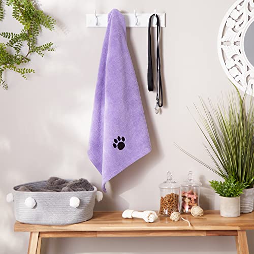 Image of Bone Dry Pet Grooming Microfiber Towel, Embroidered Collection, X-Large,41x23.5, Lavender (Pack of 12)