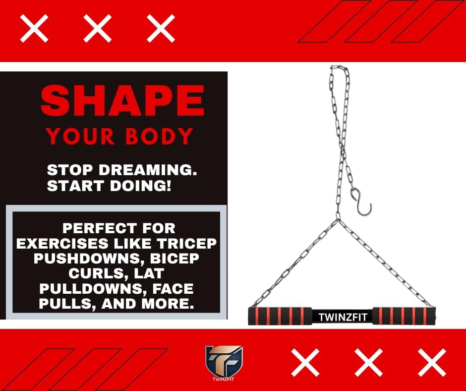 TWINZFIT PREMIUM Chinup bar Hanging Pull-Up Bar with Heavy-Duty Chain – Upper Body Workout Equipment for Home Gym, Height GroWth Kids & Adult Doorway, or Outdoor Use – Strength Training Bar for Back, Arms, Shoulders, and Core Fitness1 year Warranty 4