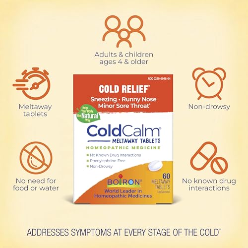 Boiron ColdCalm Tablets for Relief of Common Cold Symptoms Such as Sneezing, Runny Nose, Sore Throat, and Nasal Congestion - Non-Drowsy - 60 Count - image 3