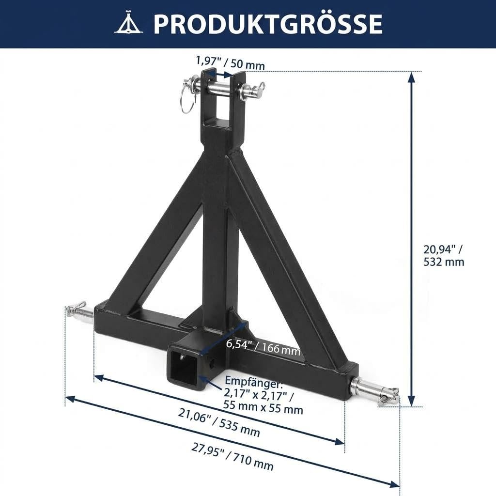 GarveeTech 3-Punkt-Anhängerkupplung Kat 1 4,5t, Traktor Ackerschiene