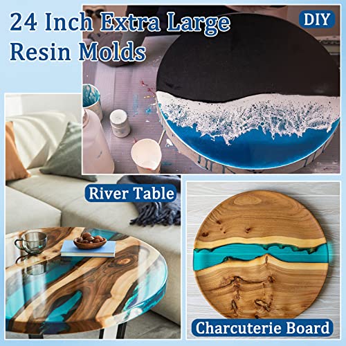 Lallisa 24 Inch Extra Large Resin Table Molds Round Epoxy Resin Molds Set with Metal Frame 3 Hairpin Legs for Table Epoxy Resin Table Mold Epoxy Table Mold for Charcuterie Board River Table DIY Art - Image 8
