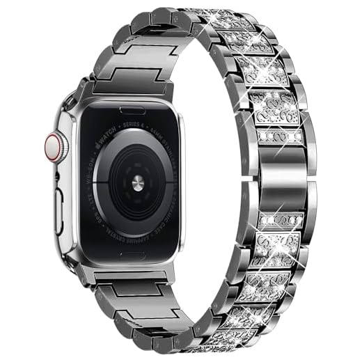 Metal Watch Band Compatible with Apple Watch Band 46mm/45mm/44mm/42mm Iwatch Series 10/9/8/7/6/SE/5/4/3/2/1, Women Metal Rhinestone Dressy Replacement Wristband