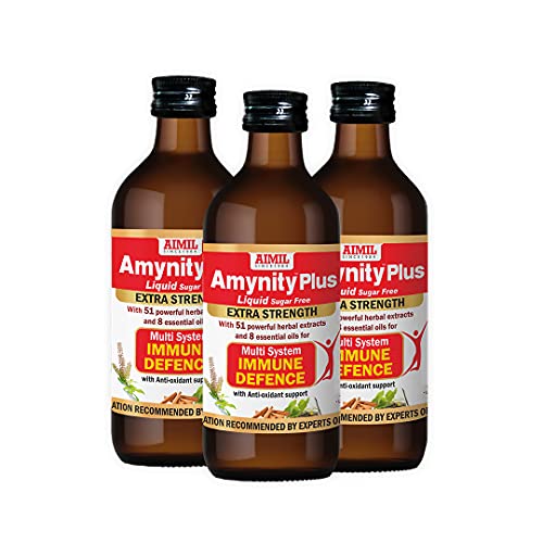 Image of AIMIL Amynity Plus Syrup - 200ml (Pack of 3) | Eases Breathing & Clears Respiratory Airways | Fights Cold | Helps Balance Immunity | Amla, Giloy, Tulsi, Ashwagandha, more Herbs & Antioxidants
