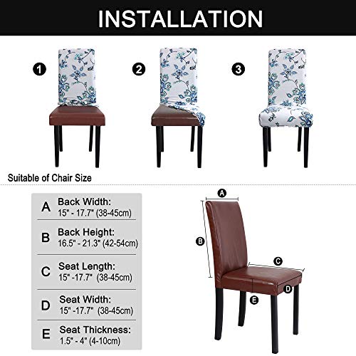 Uxcell Dining Chair Cover, Stretch Bar Stool Slipcover Kitchen Chairs Protector Spandex Pattern Chair Seat Cover For Home Decorative/Dining Room/Party/Wedding (Medium, Blue Flower) #TOP5