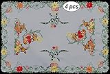Creative Linens 4PCS Embroidered Easter Bunny Egg Floral Placemats 11x17