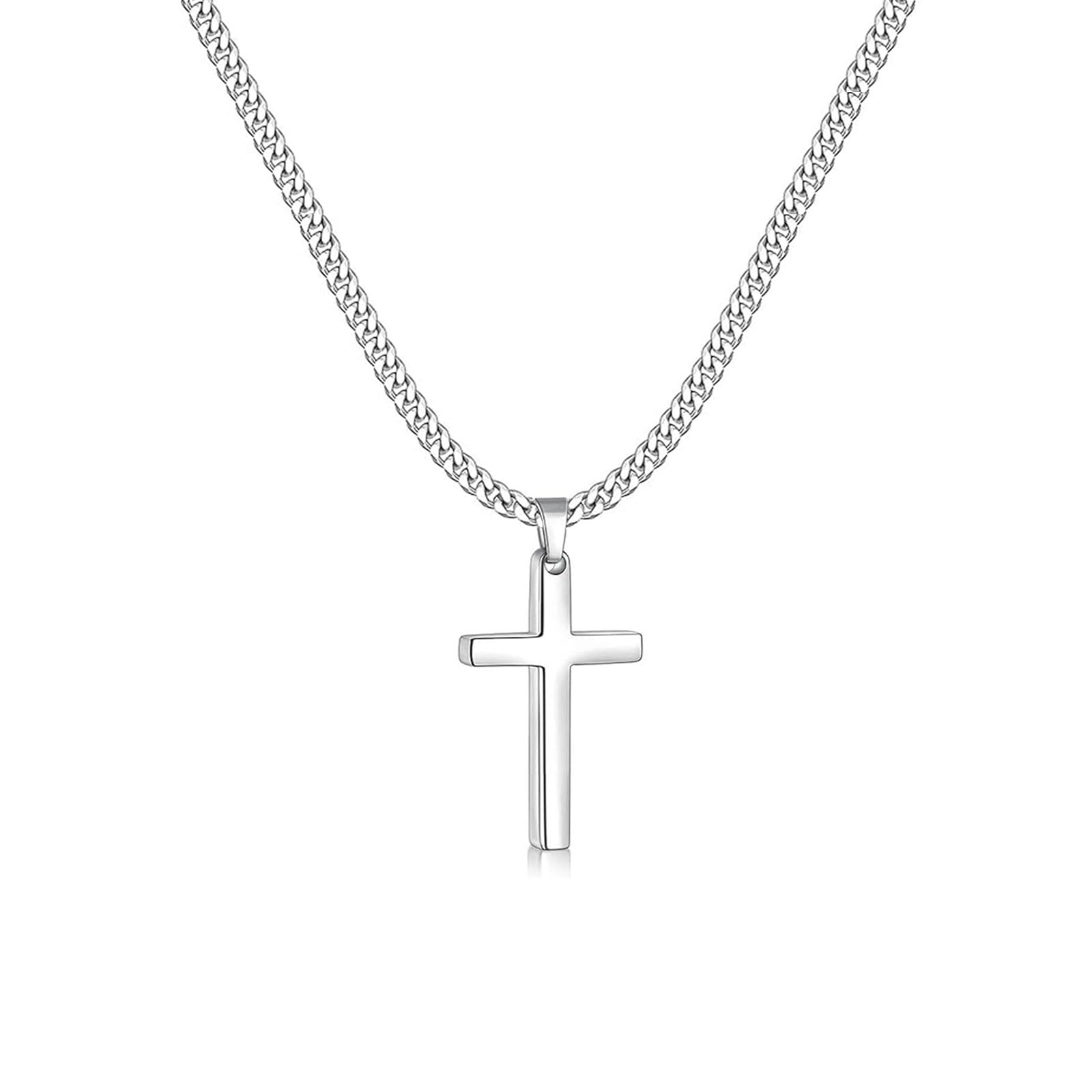 Męski naszyjnik z wisiorkiem w kształcie krzyża ze stali nierdzewnej srebrny/czarny/złoty wisiorek 15 x 28 mm - 50 x 30 mm