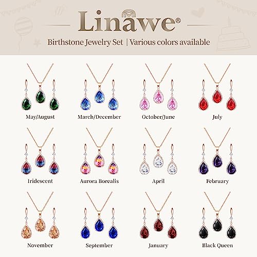 Linawe Sapphire Blue Earrings For Women Rose Gold, Diamond Drop Dangle Earrings, Chandelier Rhinestone Cubic Zirconia Crystal Teardrop Earrings, Wedding Jewelry Set #TOP5