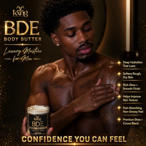 Image of KXNG Cosmetics Organic Shea Body Butter - 4oz | Luxury Body Cream for Women & Men with Shea, Cocoa, Mango & Coconut Oil | Deep Moisturizing Care for Hands, Feet & All Skin Types - BDE XXL