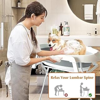 Temopow Pet Dog Bathtub Faltbare Badewanne mit Halterung (Grau)