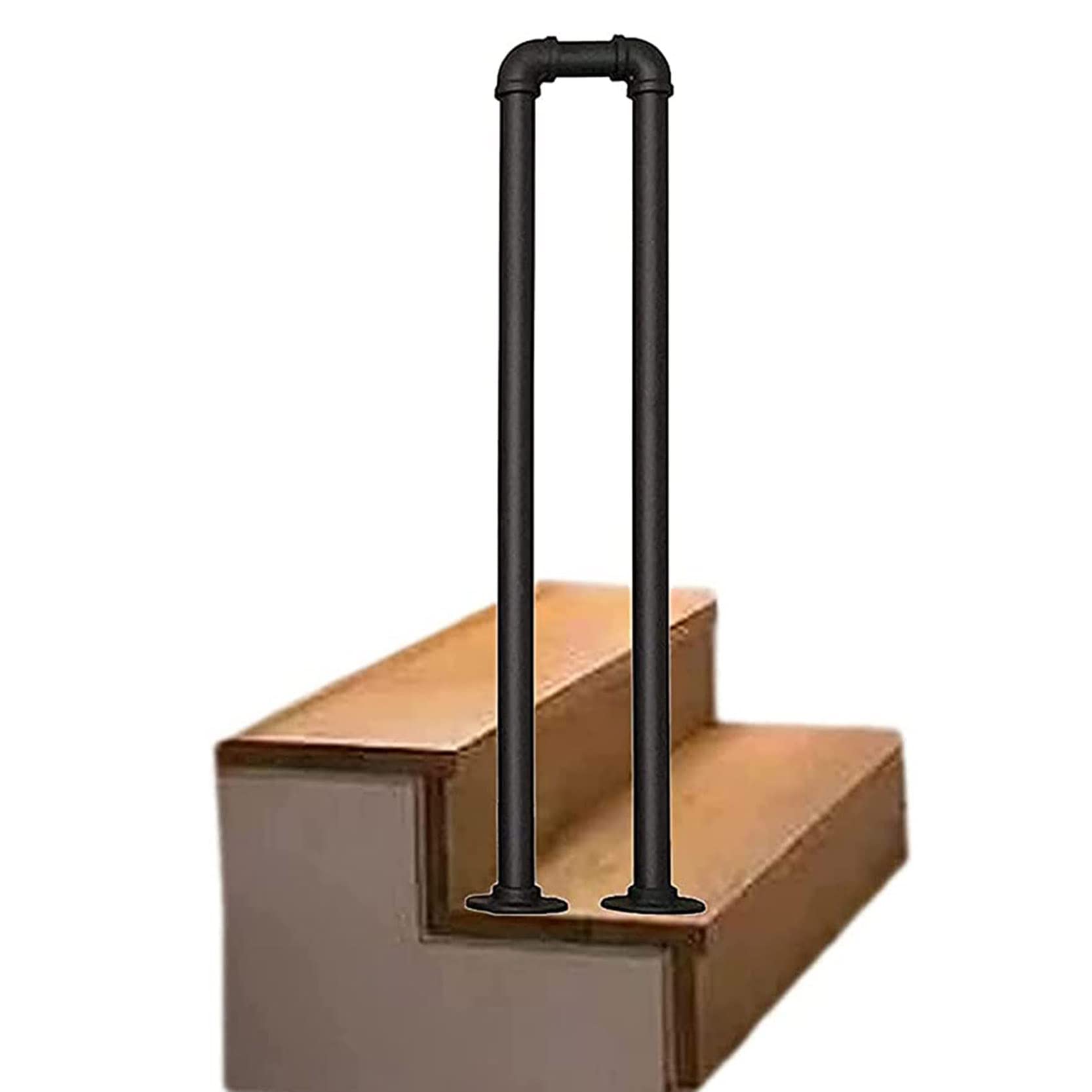 LQSYBHD U-Shaped Stair Handrail,Hand Rails for Outdoor Steps,Stair Handrail, Indoor Stair Railing,Matte Black U Shaped Handrails for Indoor Stairs,Non-Slip Stair Railing Handrail (Size:95cm/3.1ft)
