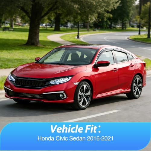 Image of Nilight Tape-On Rain Guards for Honda Civic Sedan 2016-2021, 4PCS
