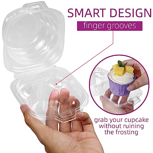 Image of LotFancy 25 Pcs Individual Cupcake Containers, Plastic Clear Cupcake Boxes, Disposable Single Cupcake Holders with Dome Lid, Stackable Muffin Carrier for Wedding Baby Shower