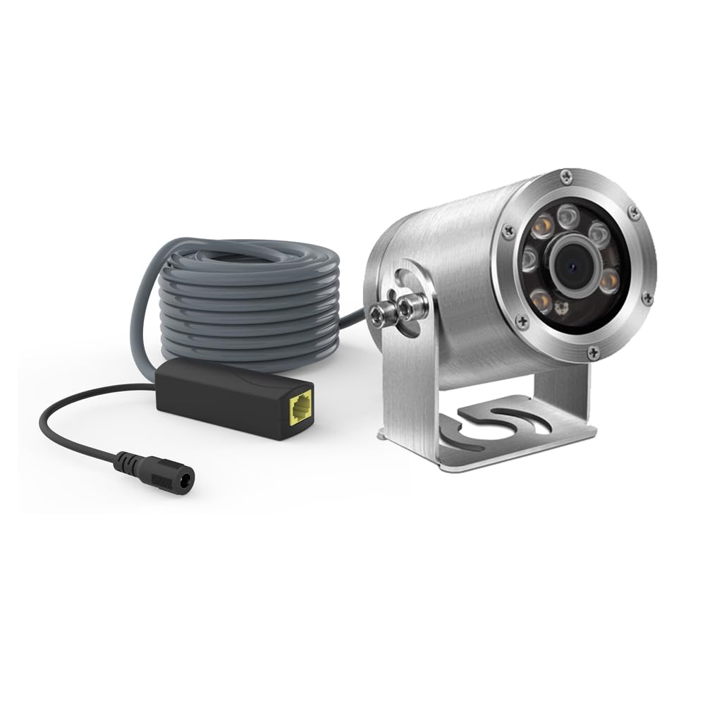 Barlus Upgraded Underwater Camera Adjustable Focus Lens 5MP Full HD Video POE Camera for Aquaculture Marine Monitoring with 32ft Cable