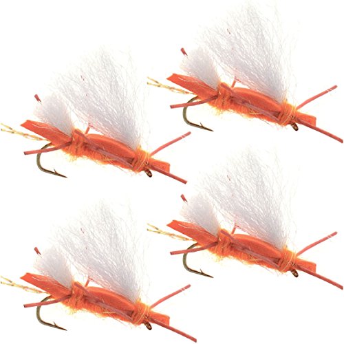 Chubby Chernobyl Ant Orange Foam Body Trout Fly Fishing Flies - 4 Flies