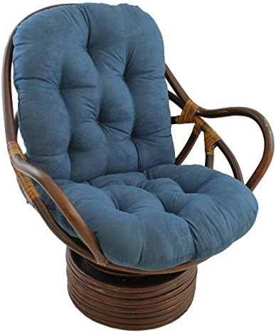 Blazing Needles Solid Microsuede Swivel Rocker Chair Cushion, 48" x 24", Indigo