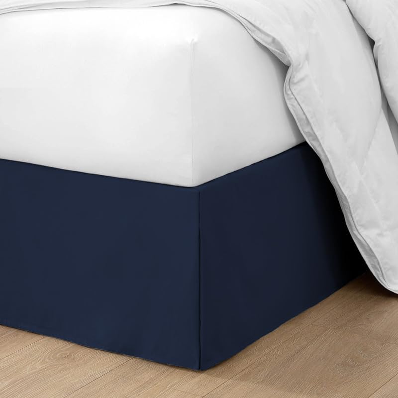 10 Inch Drop Bed Skirt Full Size with Platform to Stay in Place Elegant Pleated Design with Split Corners Wrinkle Resistant Fabric for Modern and