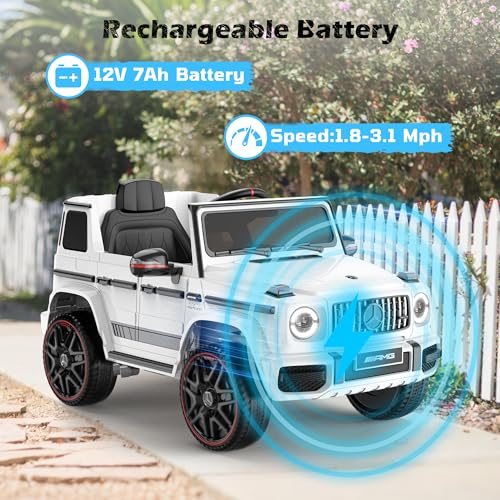 Image of ANPABO 12V 7AH Licensed Mercedes-Benz G63 Electric Car for Kids, White