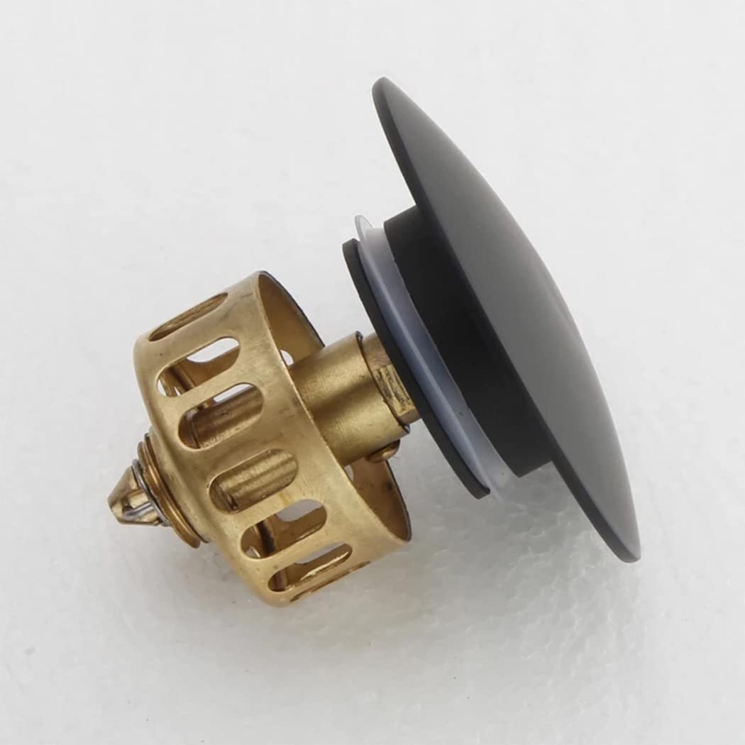 WRIST Drenaje del Fregadero del Baño, Drenaje del Fregadero Emergente Negro Mate con Tapón De Cesta Desmontable Drenaje del Fregadero De Latón con O Sin Rebosadero,A