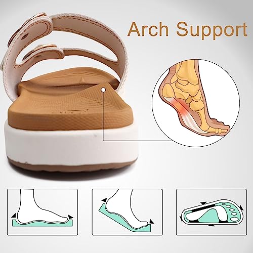 COFACE-Womens-Orthotic-Slides-Comfort-Plantar-Fasciitis-Arch-Support-Slip-on-Flat-Sandals-Ladies-Soft-Cushion-Fashion-Yoga-Mat-Slippers-With-Adjustable-Straps