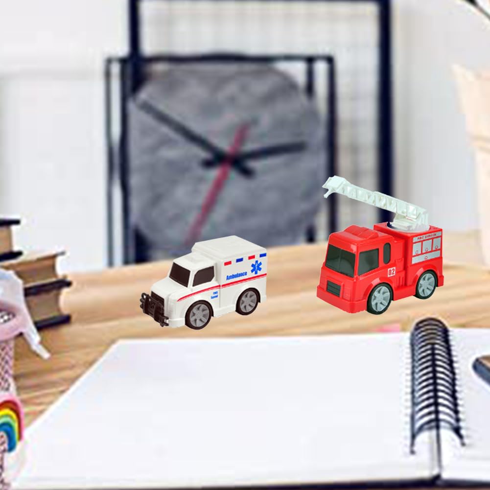 Set di 5 Giocattoli auto Della Polizia, Ambulanza, Camion della Spazzatura, Camion dei Pompieri, Elicottero, Macchinina per Bambini, Veicolo da Città