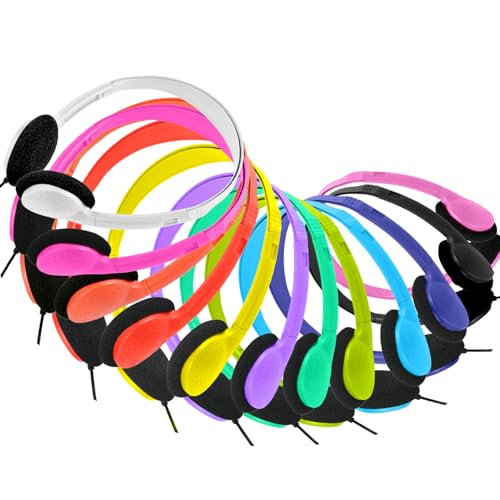 Wired Kids Headphones 6-Pack On-Ear Tangle-Free Cable
