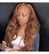 Transparent Lace Front Wigs Human Hair Pre Plucked Ginger Brown Human Hair Wigs for Black Women 1...