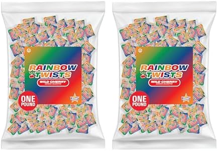 Atkinson's Rainbow Twists Cherry Bite Size Hard Candy, 2 lb Bulk Party Bag