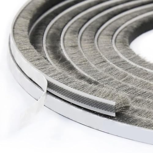 Eiarrnp Burletes para Ventanas Sellos de Peluche, Sellado de Cepillo Adhesivos para Puerta Ventana 10m x 9mm(brecha de 4.5 a 7.5 mm) Sellos de a prueba de ruido a prueba de viento y polvo